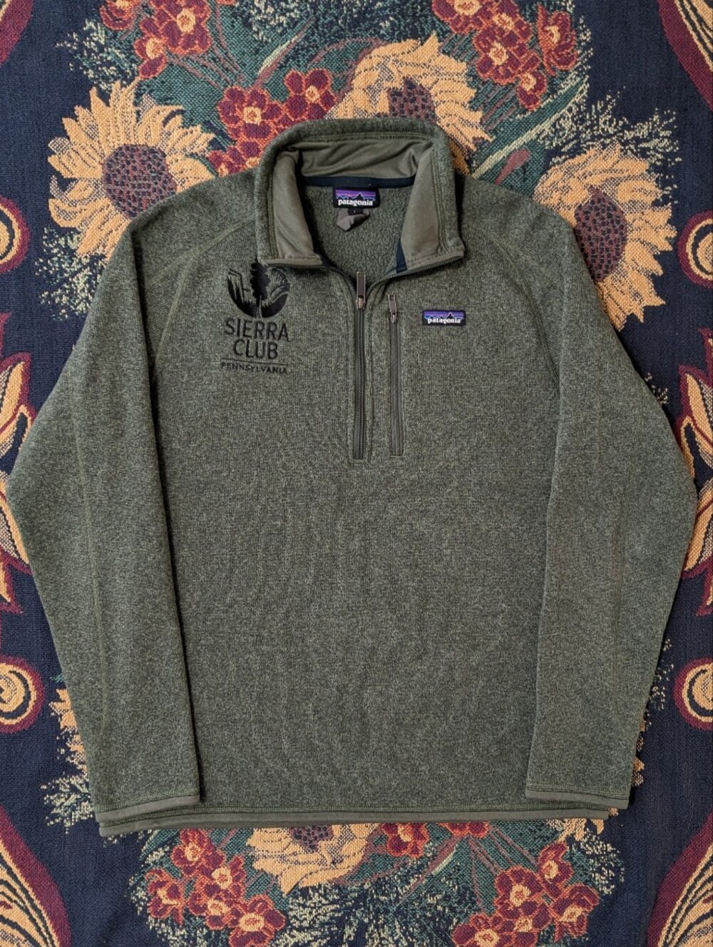 Patagonia Men's Olive Green Quarter-Zip Sweater